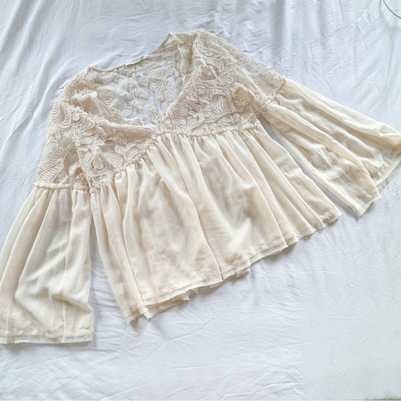Altar’d State Elegant Cream Lace Blouse size XL - Picture 1 of 4